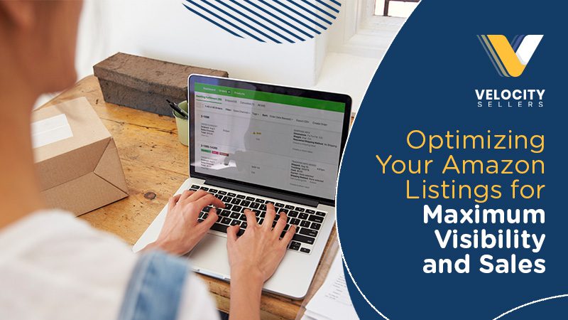 Woman with Laptop Optimizing Amazon Listings for Maximum Visibility and Sales