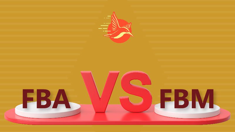Product display and comparison stand showing FBA vs FBM, highlighting fulfillment method differences in Full Service Amazon Management.