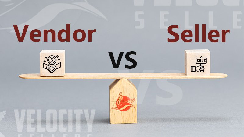 Balanced desk with Vendor and Seller writings, symbolizing the choice between account types
