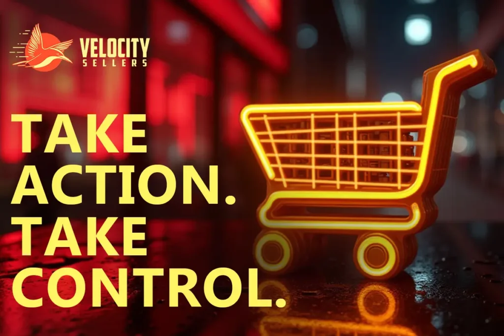 Glowing shopping cart symbolizing full-service management of Amazon stores.