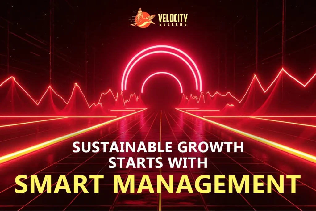 Neon red futuristic landscape symbolizing smart management and business growth.