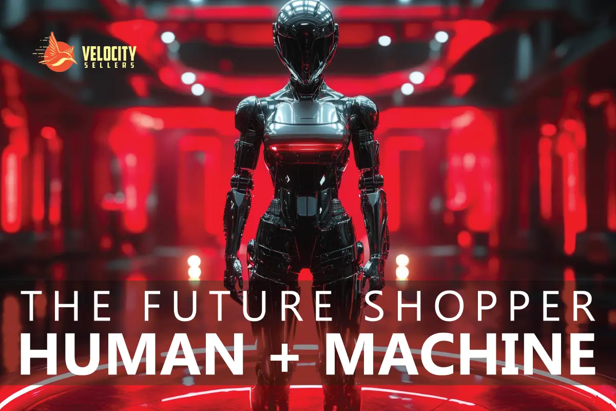 The Future Shopper human + machine concept for ecommerce, highlighting AI-assisted buying behavior and data-driven retail