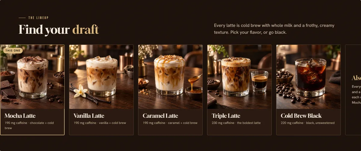 Flavor Lineup module from the La Colombe sample Premium A+ page