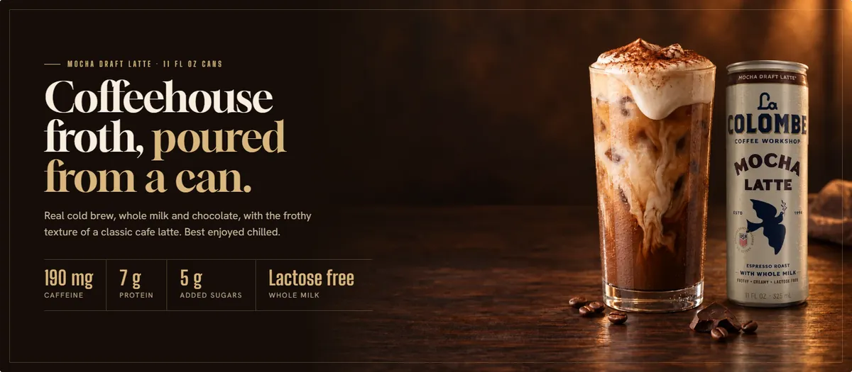 Brand Hero module from the La Colombe sample Premium A+ page